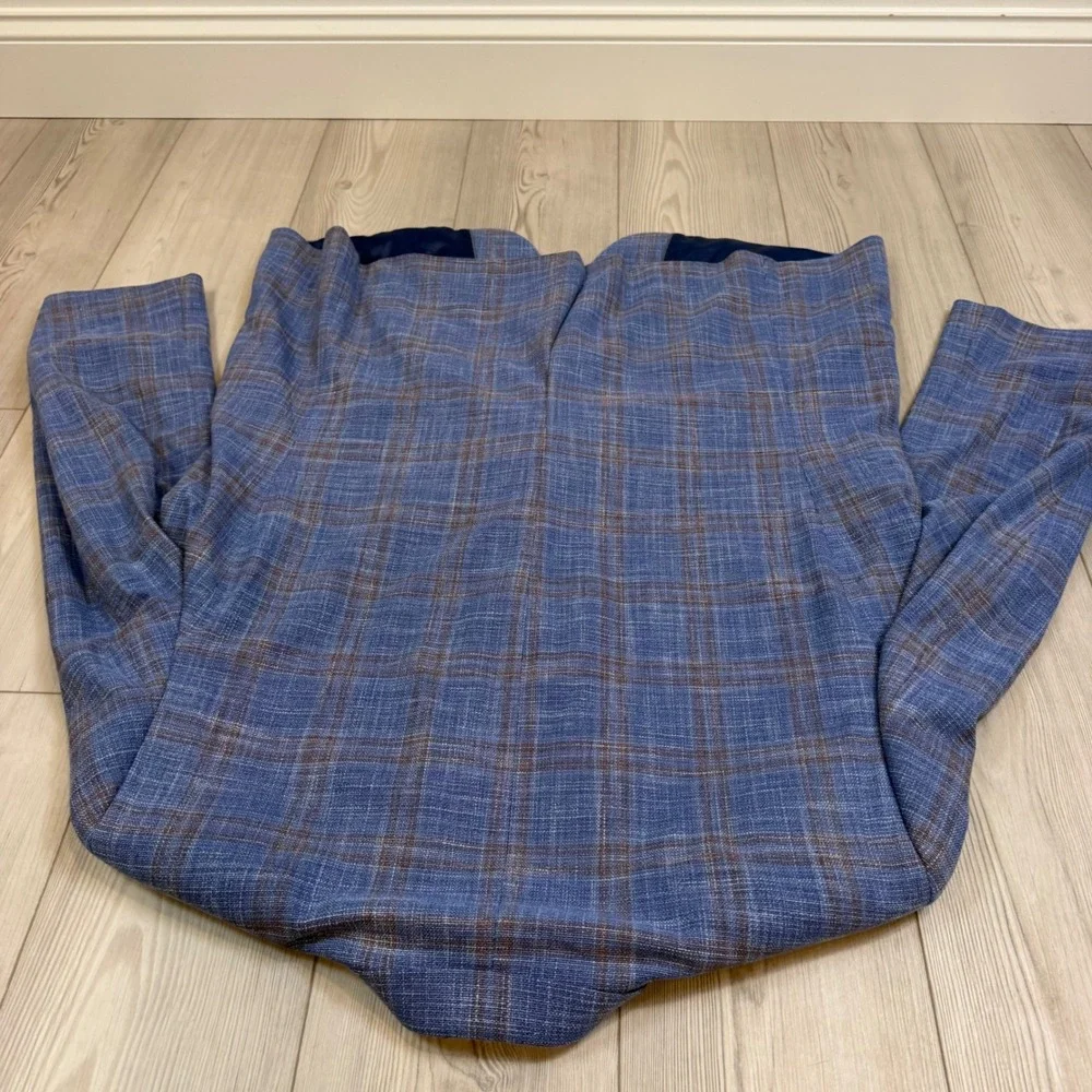 Michael Kors Mens 50R Blue Plaid Two Button Blazer Sport Coat Jacket